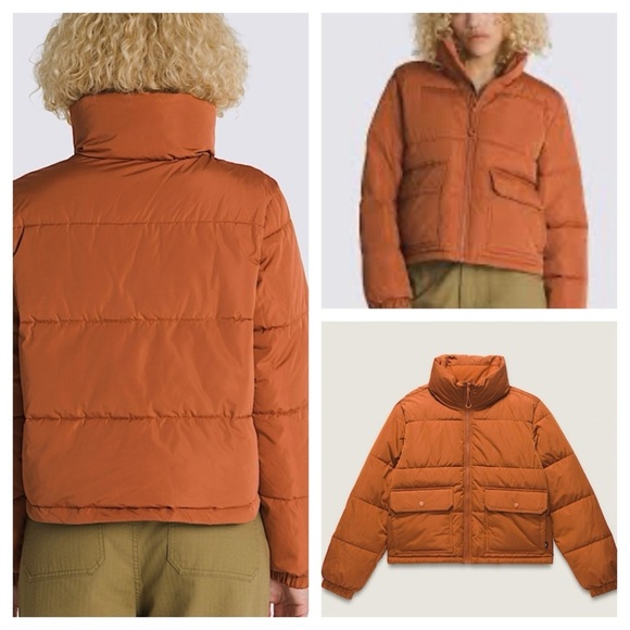 Vans Rust Orange Puffer Jacket Aubrey Primaloft Puffer Jacket size L NWT - Picture 3 of 14